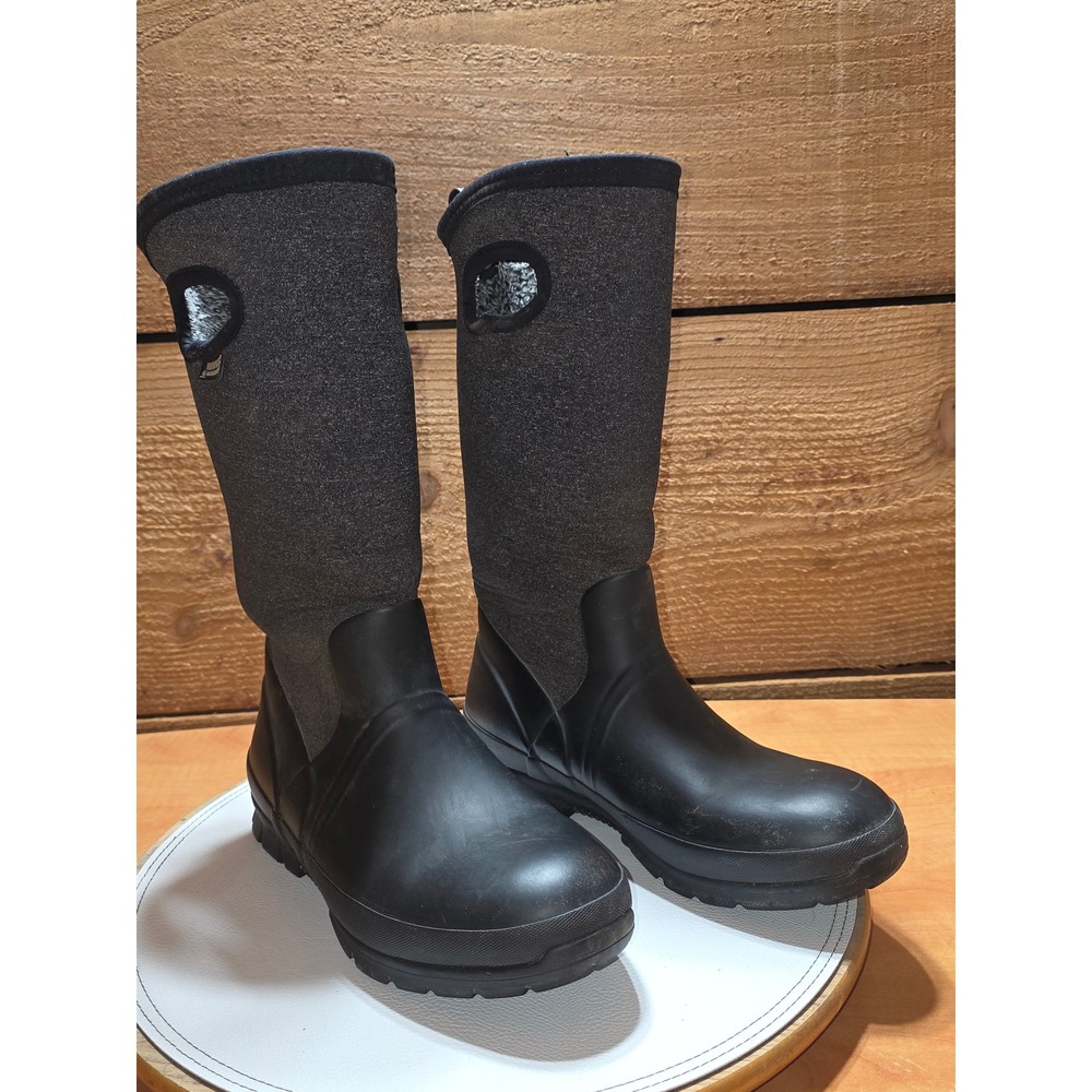 Bogs Crandall Tall Womens Waterproof Winter Boots Black Grey 72038-009 Size 9
